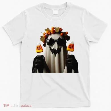 Candy Corn Spooky Ghost Halloween Pumpkin T-Shirt