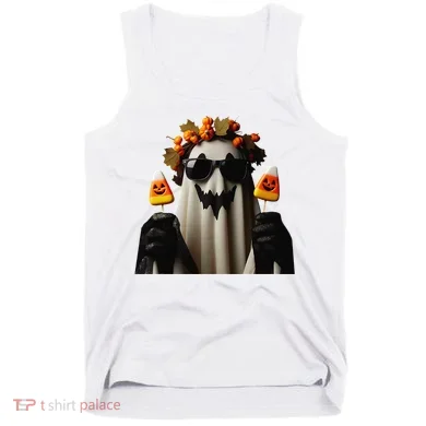 Candy Corn Spooky Ghost Halloween Pumpkin Tank Top