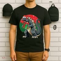 Cool Christmas Santa Japanese Monster Kaiju T-Shirt thumb 6