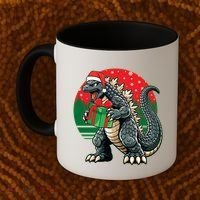 Cool Christmas Santa Japanese Monster Kaiju Coffee Mug thumb 2