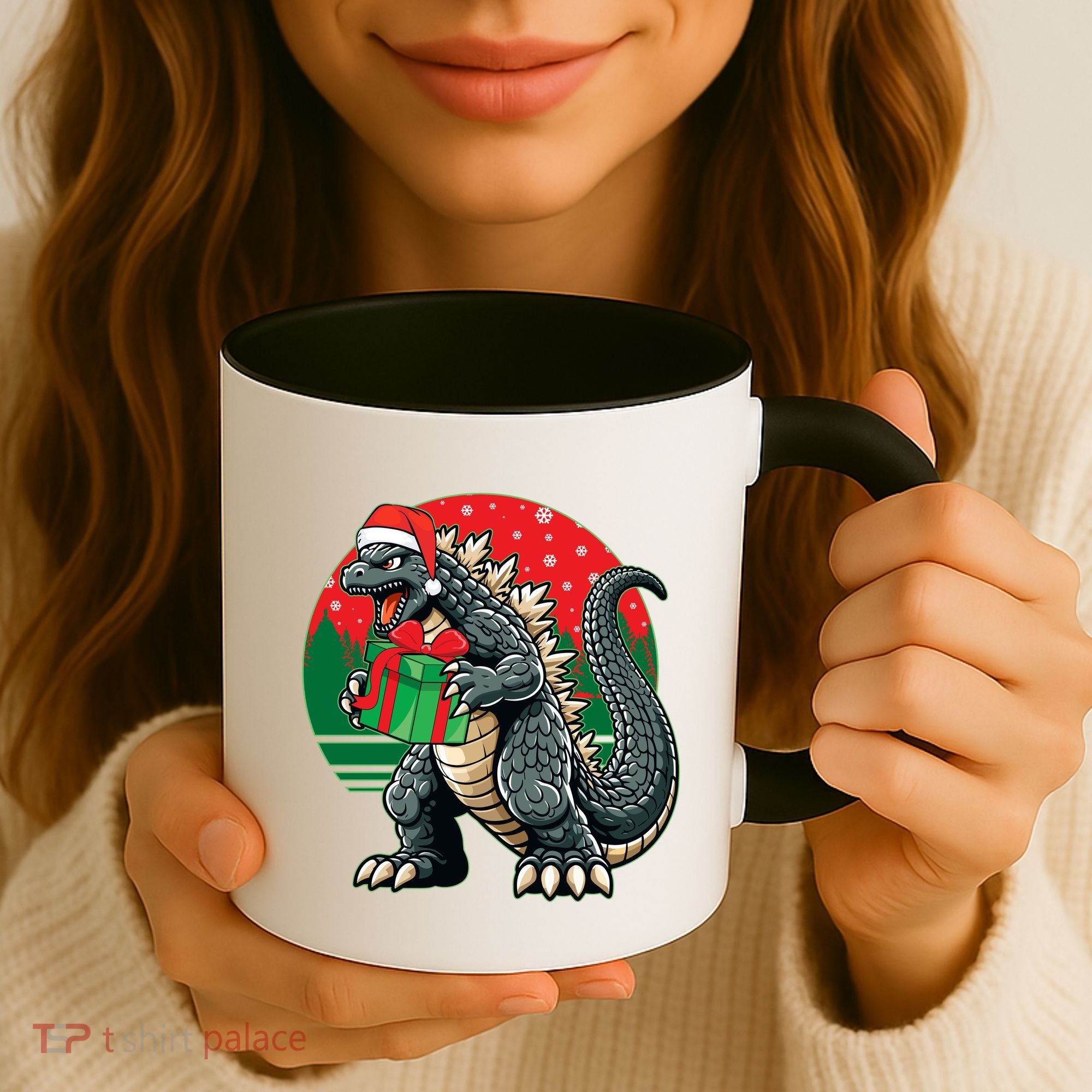 Cool Christmas Santa Japanese Monster Kaiju Coffee Mug