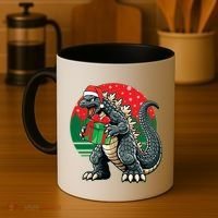 Cool Christmas Santa Japanese Monster Kaiju Coffee Mug thumb 4