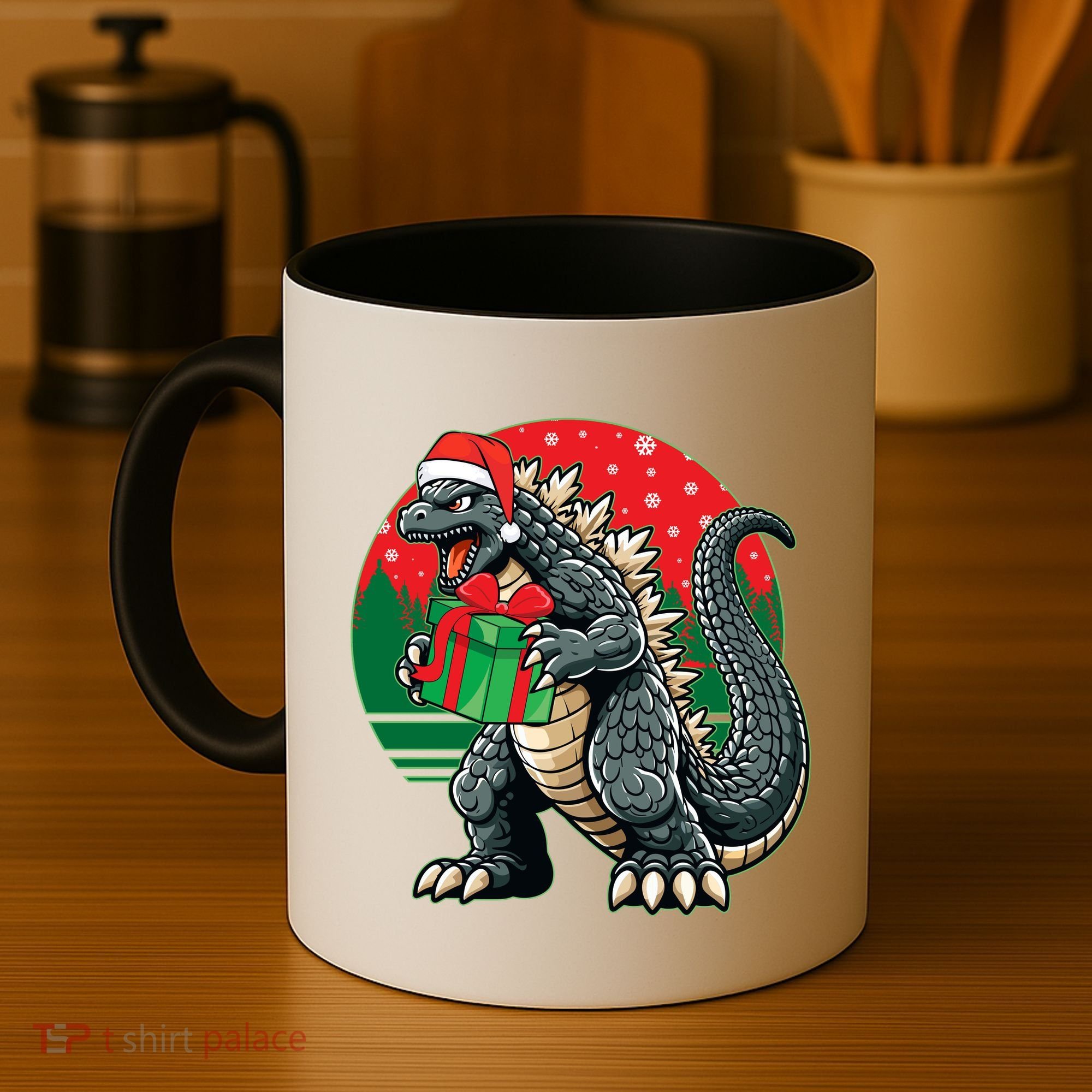 Cool Christmas Santa Japanese Monster Kaiju Coffee Mug
