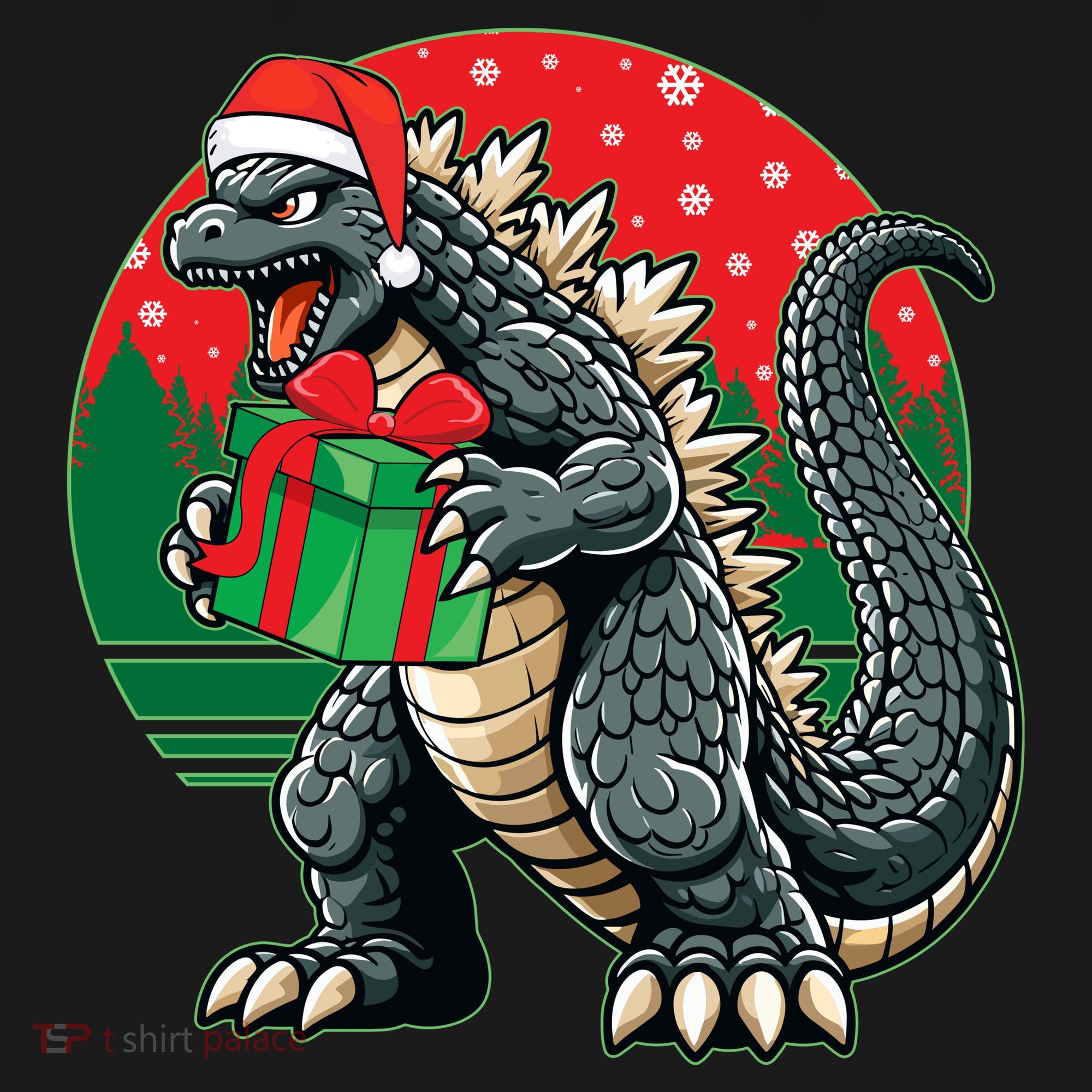 Cool Christmas Santa Japanese Monster Kaiju Women's Hoodie