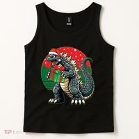 Cool Christmas Santa Japanese Monster Kaiju Tank Top thumb 2