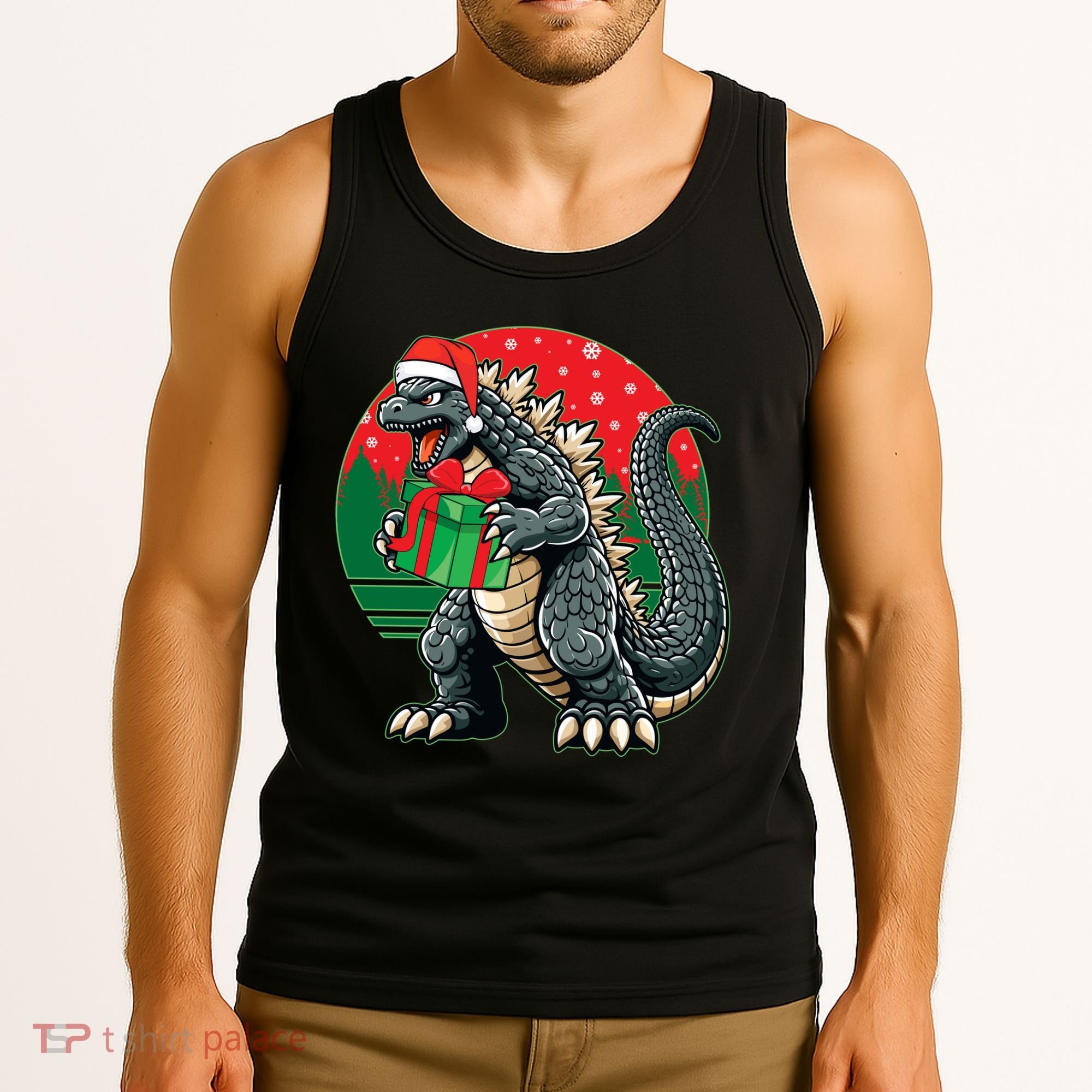 Cool Christmas Santa Japanese Monster Kaiju Tank Top
