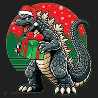 Cool Christmas Santa Japanese Monster Kaiju Golf Towel thumb 3