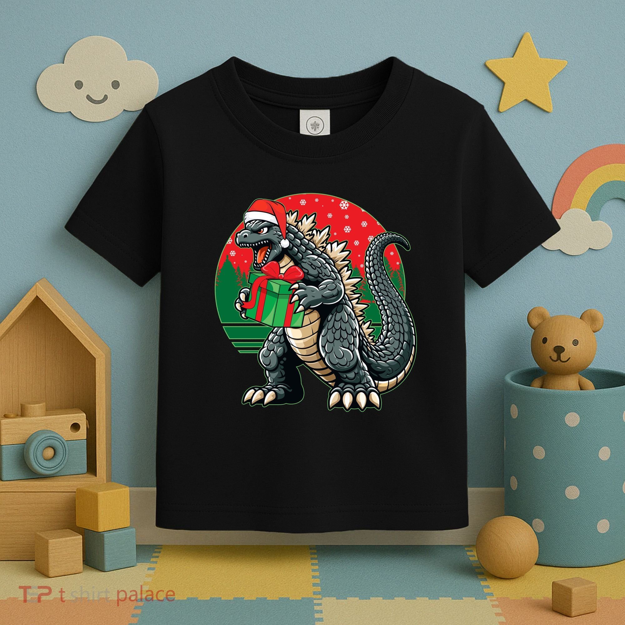 Cool Christmas Santa Japanese Monster Kaiju Toddler T-Shirt