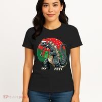 Cool Christmas Santa Japanese Monster Kaiju Women's T-Shirt thumb 4