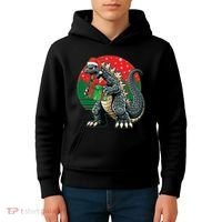 Cool Christmas Santa Japanese Monster Kaiju Kids Hoodie thumb 4