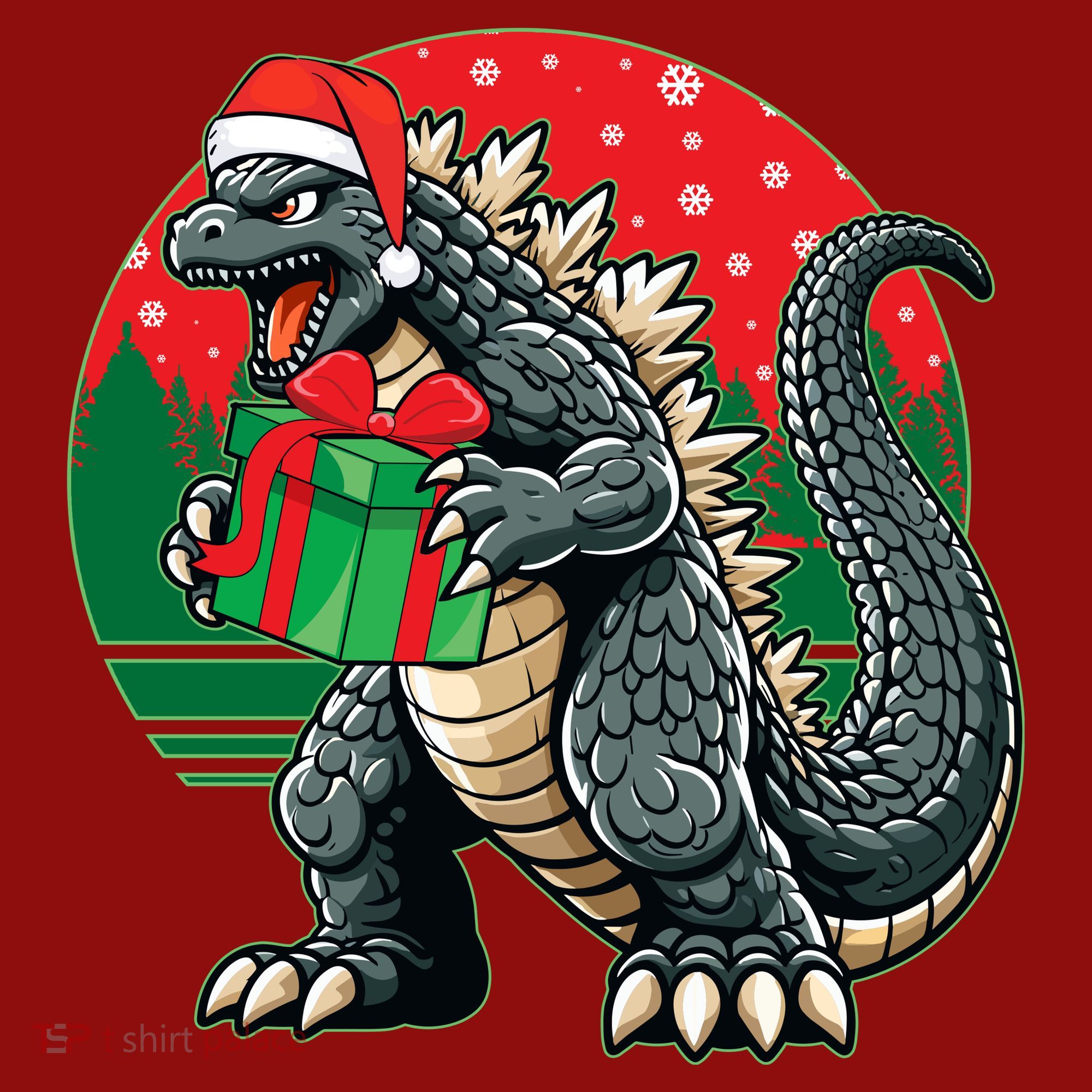 Cool Christmas Santa Japanese Monster Kaiju Long Sleeve Shirt