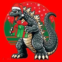 Cool Christmas Santa Japanese Monster Kaiju Santa Hat thumb 1
