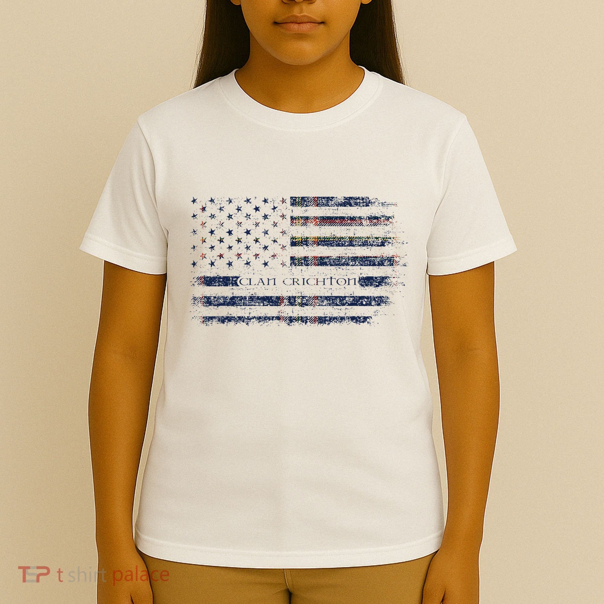 Clan Crichton Scottish Tartan Us Flag Kilt Scotland T-Shirt