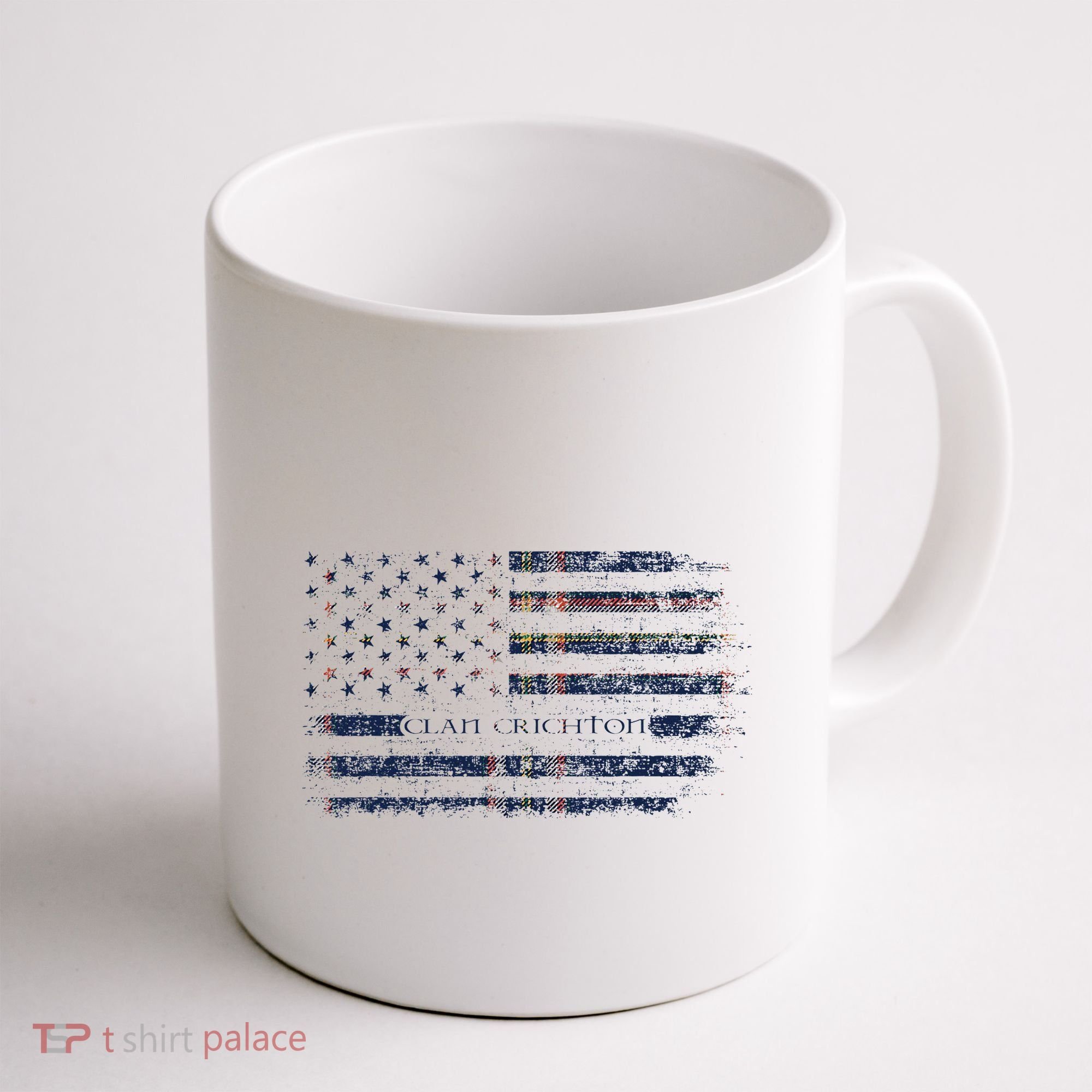 Clan Crichton Scottish Tartan Us Flag Kilt Scotland Coffee Mug