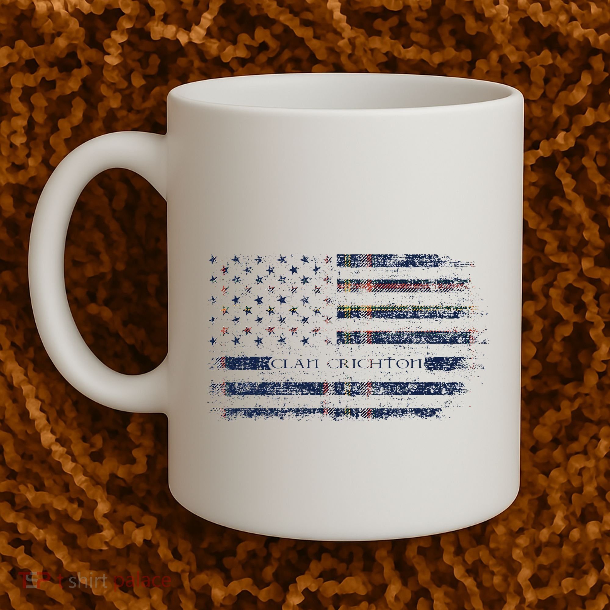 Clan Crichton Scottish Tartan Us Flag Kilt Scotland Coffee Mug