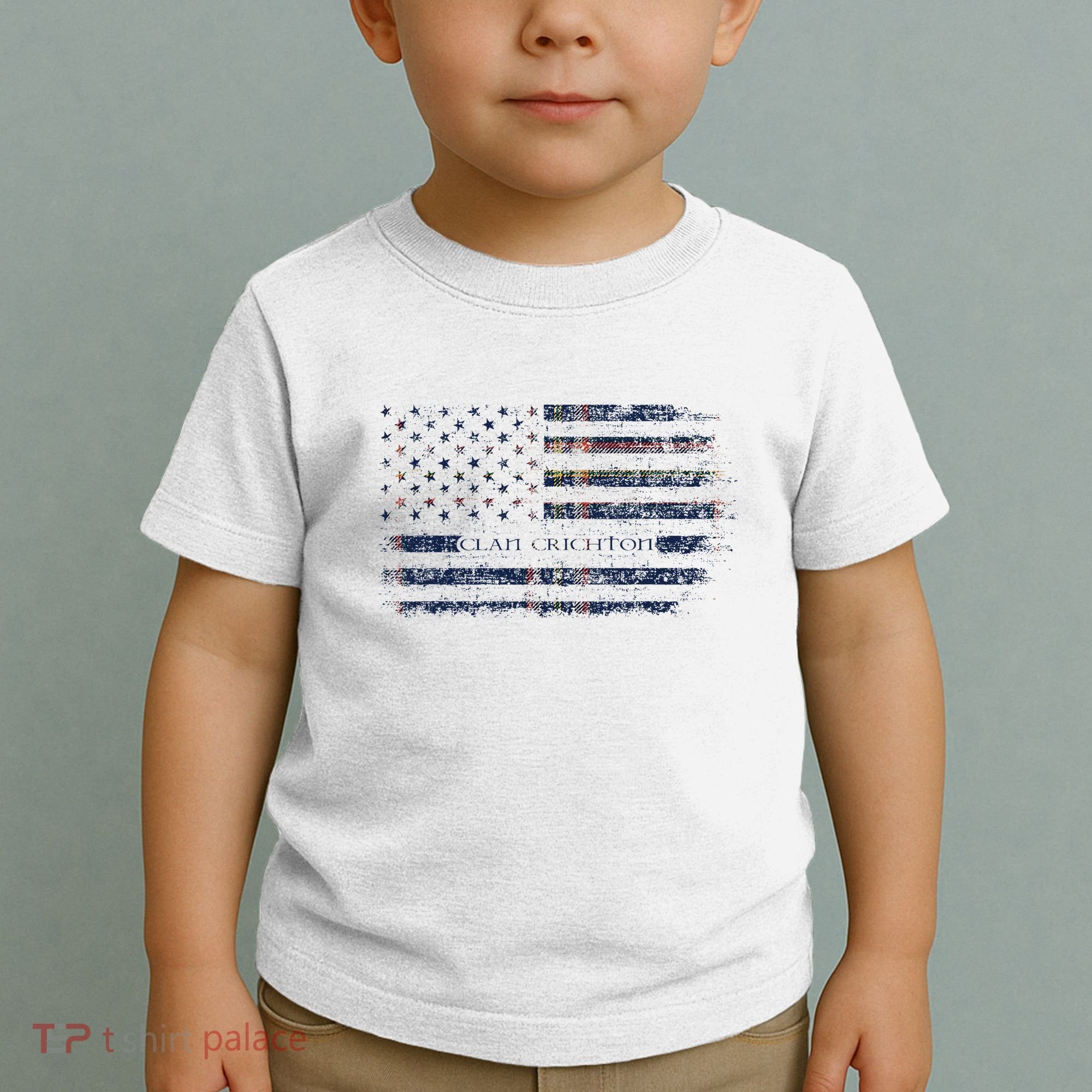 Clan Crichton Scottish Tartan Us Flag Kilt Scotland Toddler T-Shirt