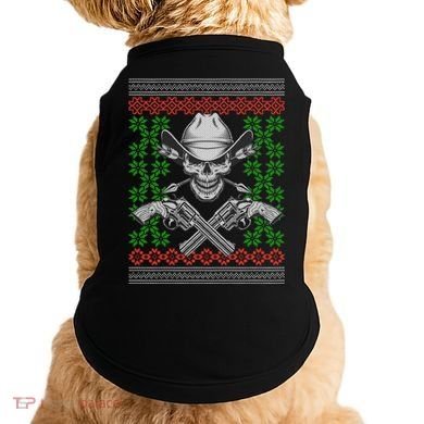 Cool Cowboy Skull Ugly Christmas Sweater Doggie Tank