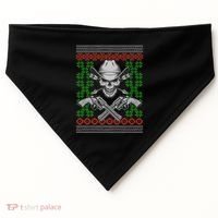Cool Cowboy Skull Ugly Christmas Sweater USA-Made Doggie Bandana thumb 0