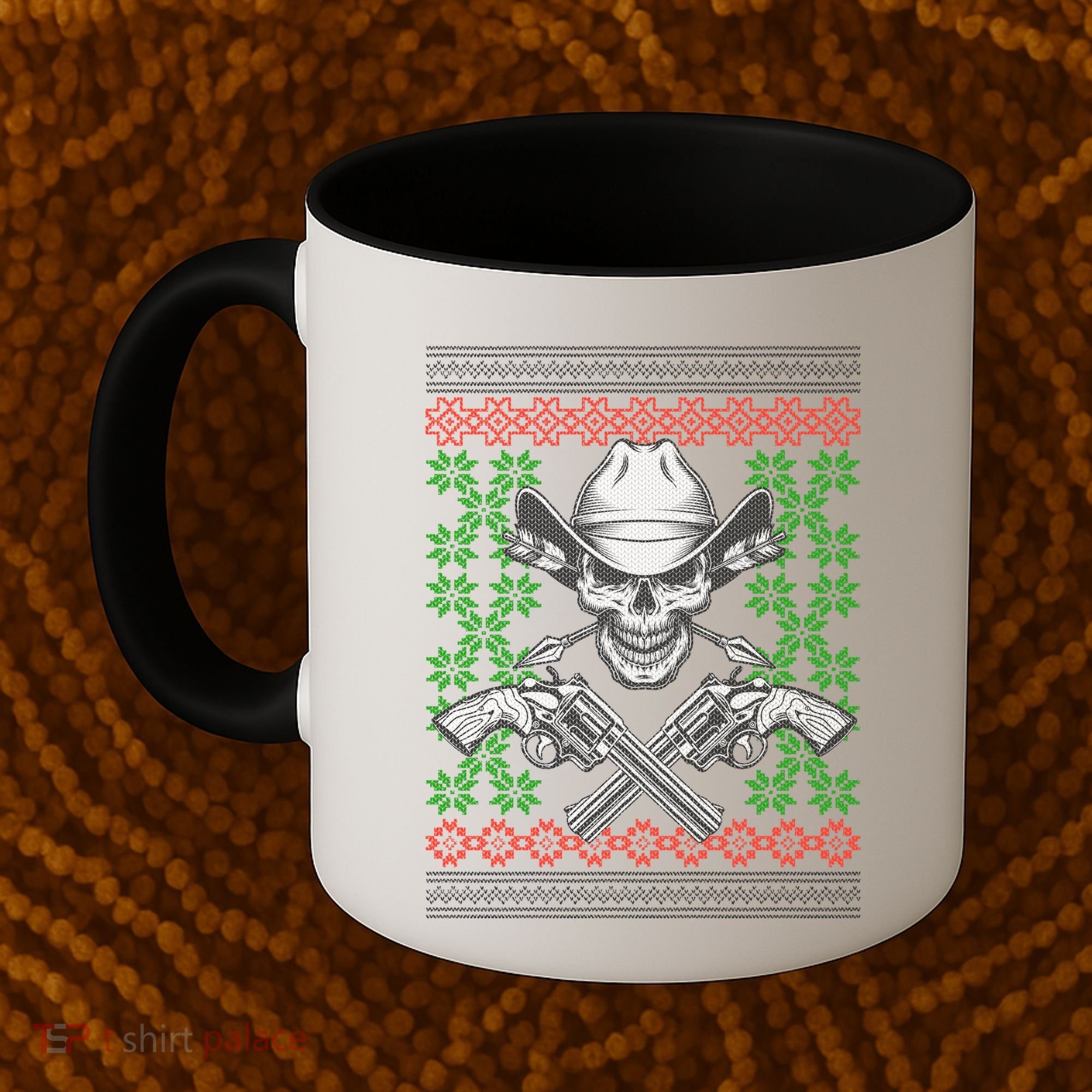 Cool Cowboy Skull Ugly Christmas Sweater Coffee Mug