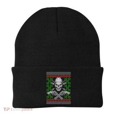 Cool Cowboy Skull Ugly Christmas Sweater Beanie