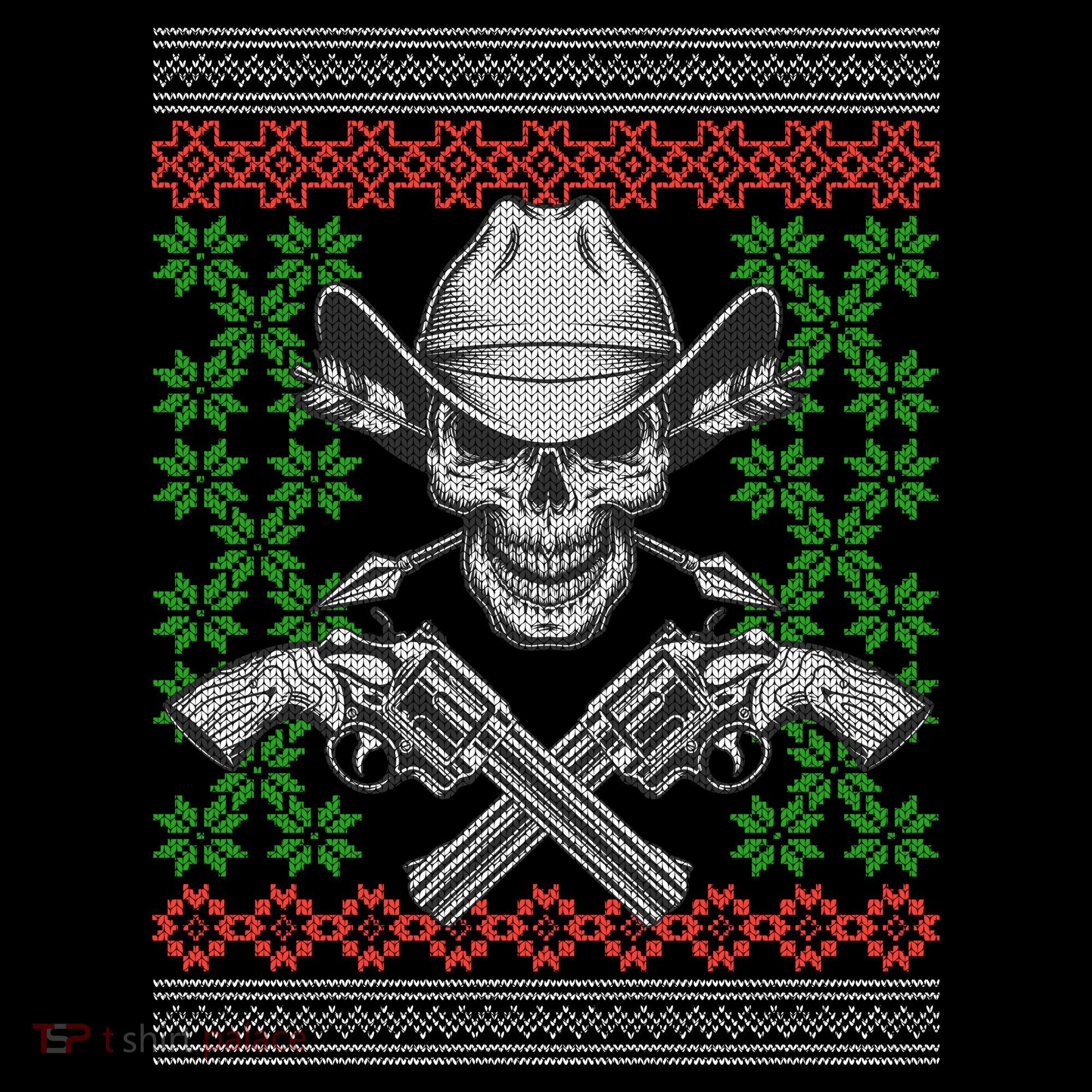 Cool Cowboy Skull Ugly Christmas Sweater Women's Hoodie
