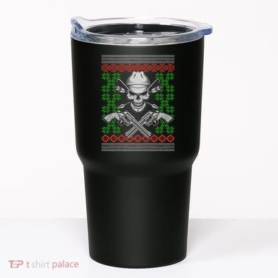 Cool Cowboy Skull Ugly Christmas Sweater Tumbler