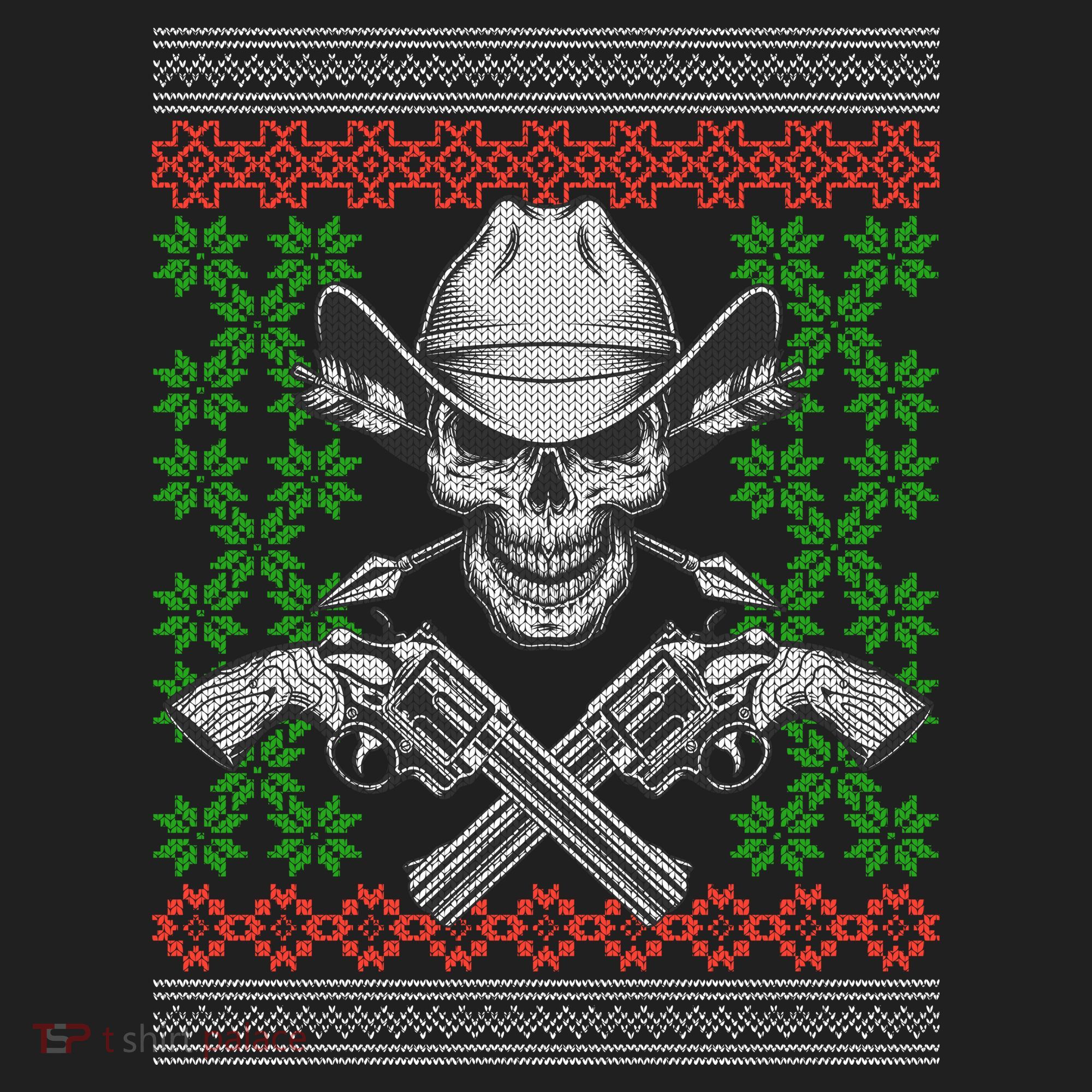 Cool Cowboy Skull Ugly Christmas Sweater Hat