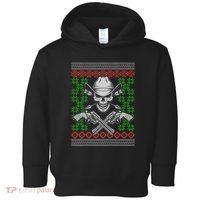 Cool Cowboy Skull Ugly Christmas Sweater Toddler Hoodie thumb 0
