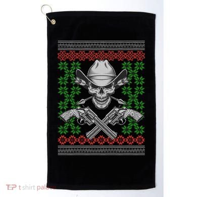 Cool Cowboy Skull Ugly Christmas Sweater Golf Towel