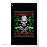 Cool Cowboy Skull Ugly Christmas Sweater Golf Towel thumb 0