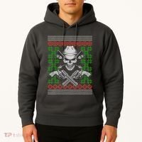 Cool Cowboy Skull Ugly Christmas Sweater Hoodie thumb 2