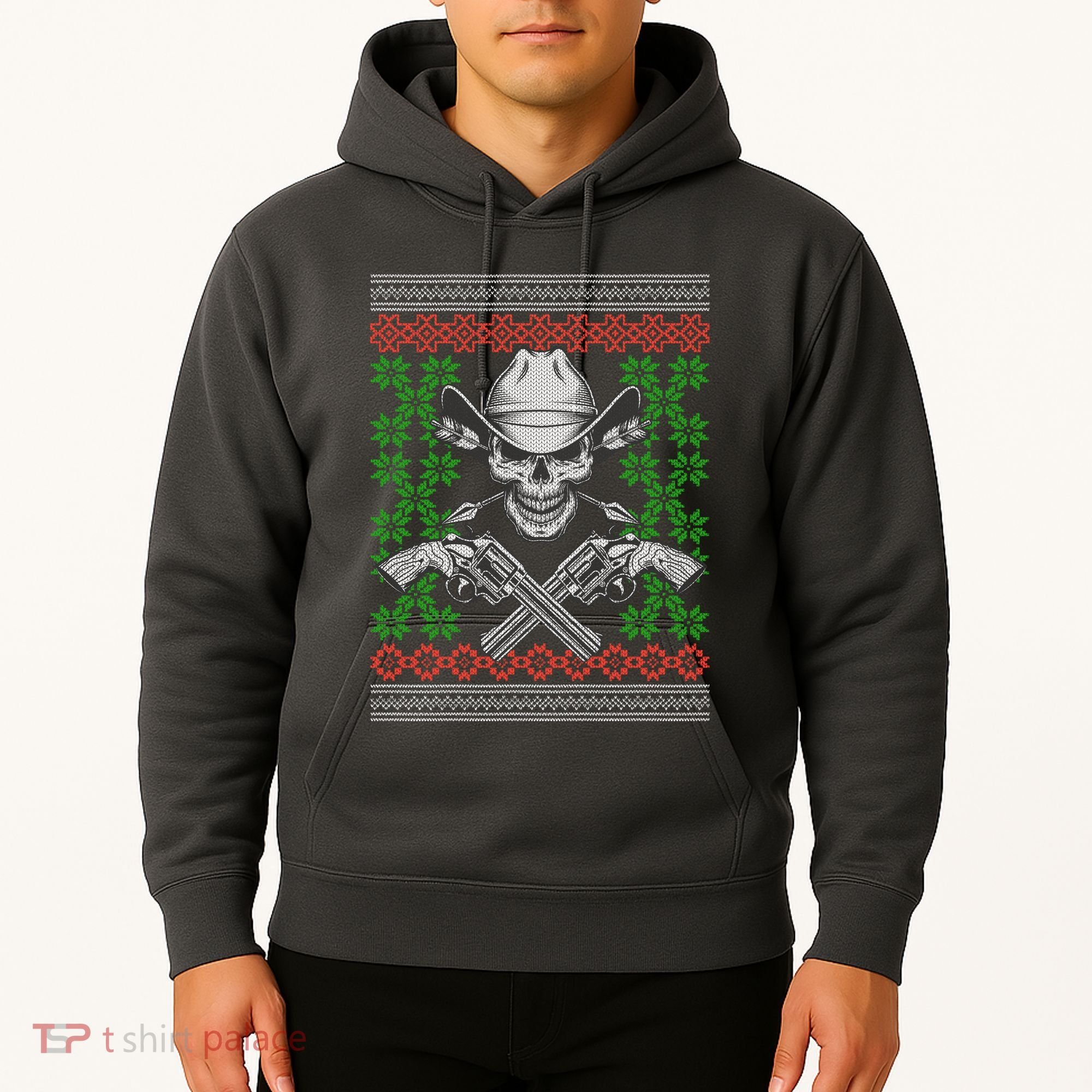 Cool Cowboy Skull Ugly Christmas Sweater Hoodie
