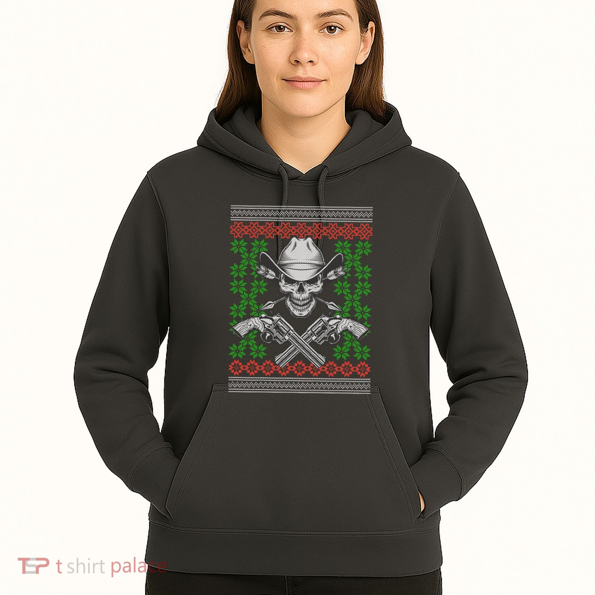 Cool Cowboy Skull Ugly Christmas Sweater Hoodie