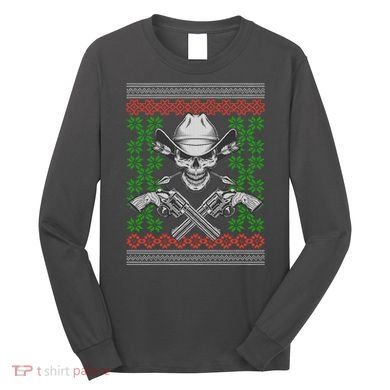 Cool Cowboy Skull Ugly Christmas Sweater Long Sleeve Shirt