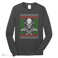 Cool Cowboy Skull Ugly Christmas Sweater Long Sleeve Shirt thumb 0