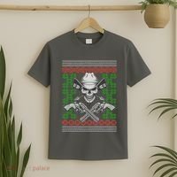 Cool Cowboy Skull Ugly Christmas Sweater T-Shirt thumb 2