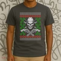 Cool Cowboy Skull Ugly Christmas Sweater T-Shirt thumb 3