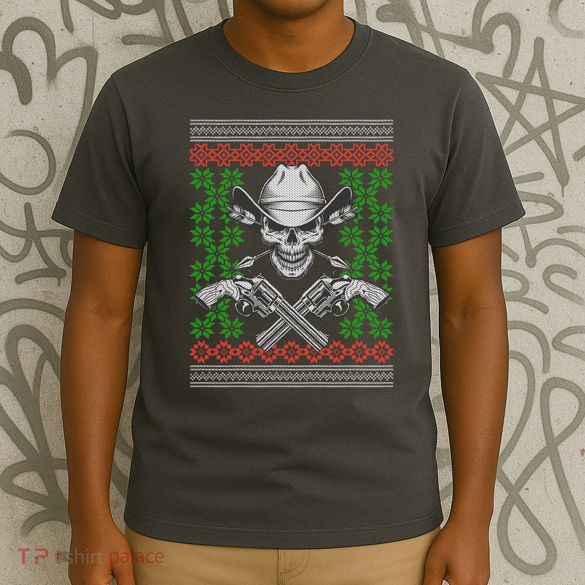 Cool Cowboy Skull Ugly Christmas Sweater T-Shirt
