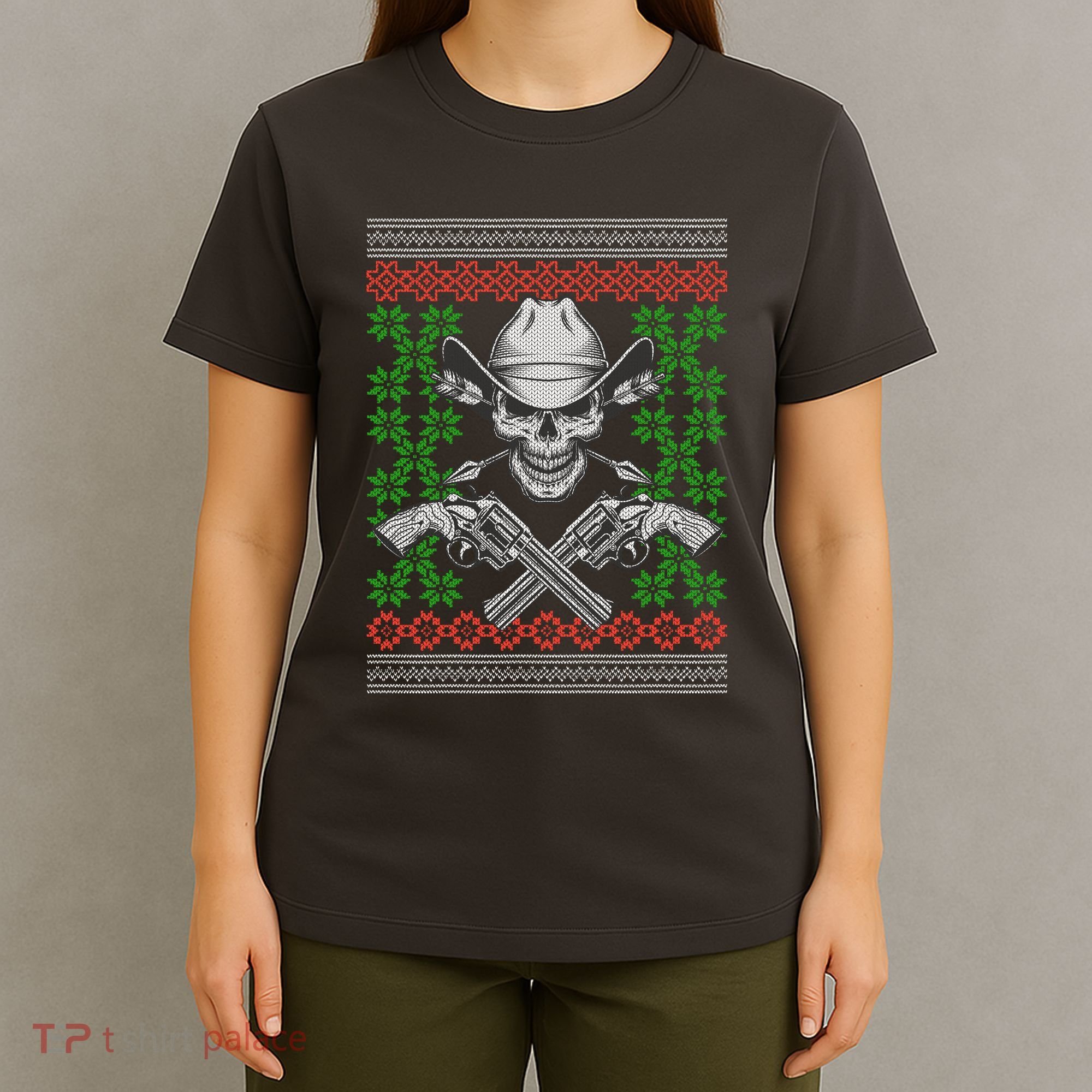 Cool Cowboy Skull Ugly Christmas Sweater T-Shirt