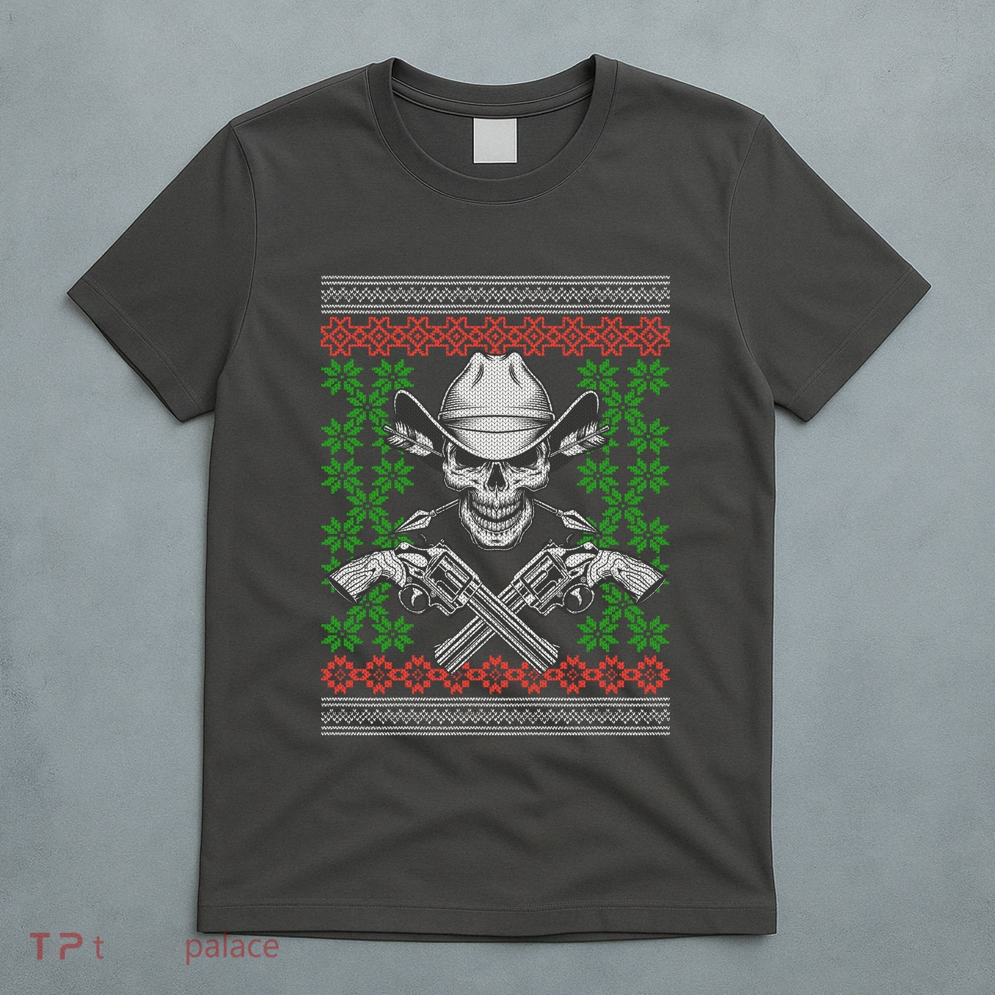 Cool Cowboy Skull Ugly Christmas Sweater T-Shirt