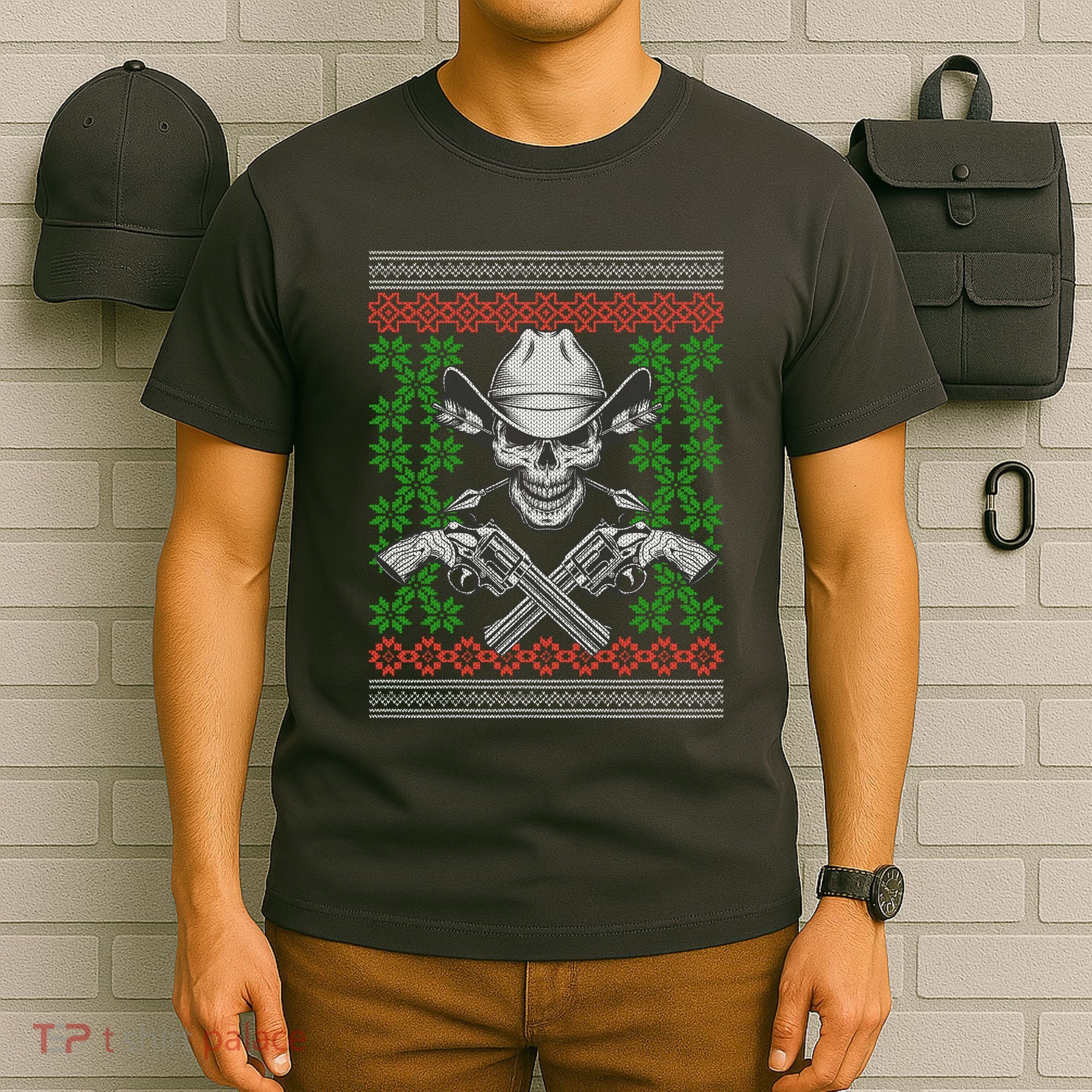 Cool Cowboy Skull Ugly Christmas Sweater T-Shirt
