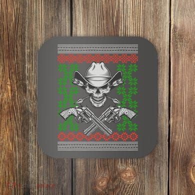 Cool Cowboy Skull Ugly Christmas Sweater Coaster