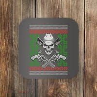 Cool Cowboy Skull Ugly Christmas Sweater Coaster thumb 0