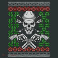 Cool Cowboy Skull Ugly Christmas Sweater Coaster thumb 2