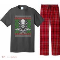 Cool Cowboy Skull Ugly Christmas Sweater Pajama Set thumb 0