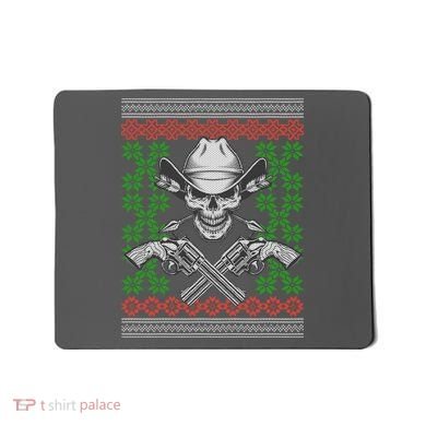 Cool Cowboy Skull Ugly Christmas Sweater Mousepad