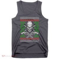 Cool Cowboy Skull Ugly Christmas Sweater Tank Top thumb 0
