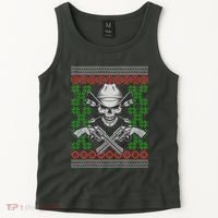 Cool Cowboy Skull Ugly Christmas Sweater Tank Top thumb 2