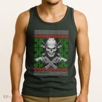 Cool Cowboy Skull Ugly Christmas Sweater Tank Top thumb 3