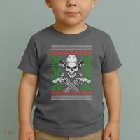 Cool Cowboy Skull Ugly Christmas Sweater Toddler T-Shirt thumb 2